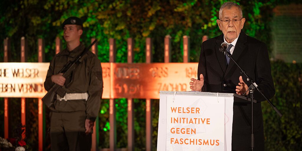 Bundespräsident Alexander Van der Bellen bei Gedenkveranstaltung anlässlich der Novemberpogrome in Wels 