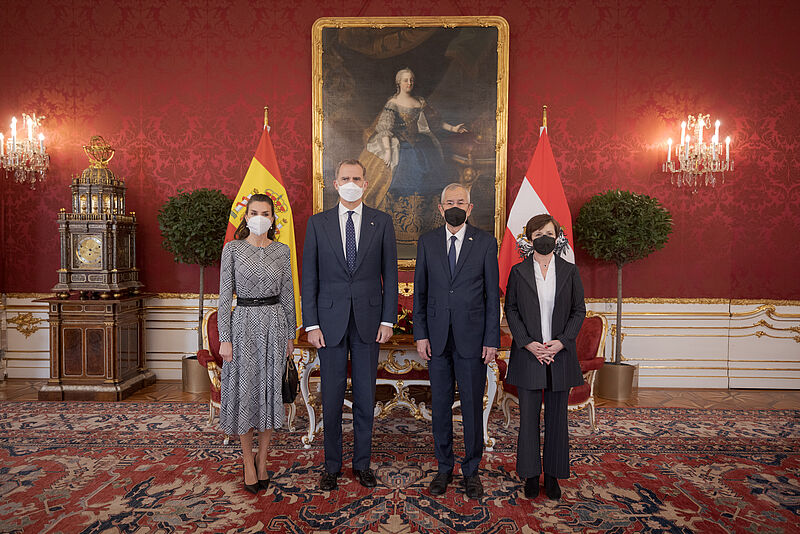 König von Spanien, Felipe VI. und Doña Letizia, Königin von Spanien zu offiziellem Besuch in Österreich 31. Jänner 2022