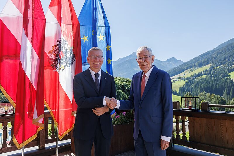  Teilnahme des Bundespräsidenten sowie des estnischen Präsidenten Edgars Rinkēvičs am Europäischen Forum Alpbach 26. August 2025