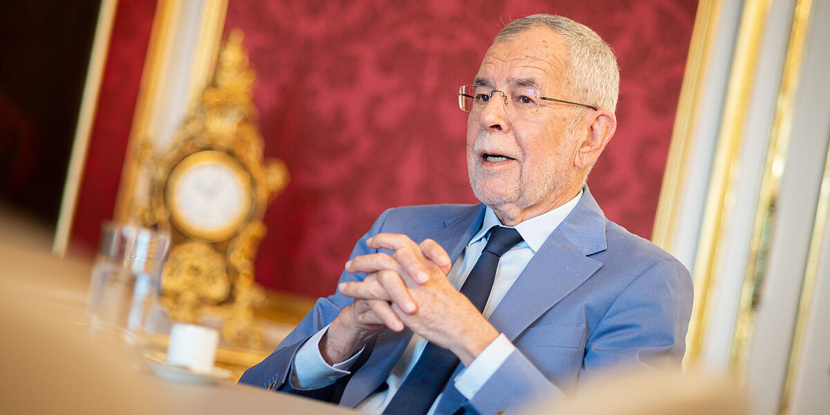 Bundespräsident Alexander Van der Bellen im Gespräch mit den Salzburger Nachrichten