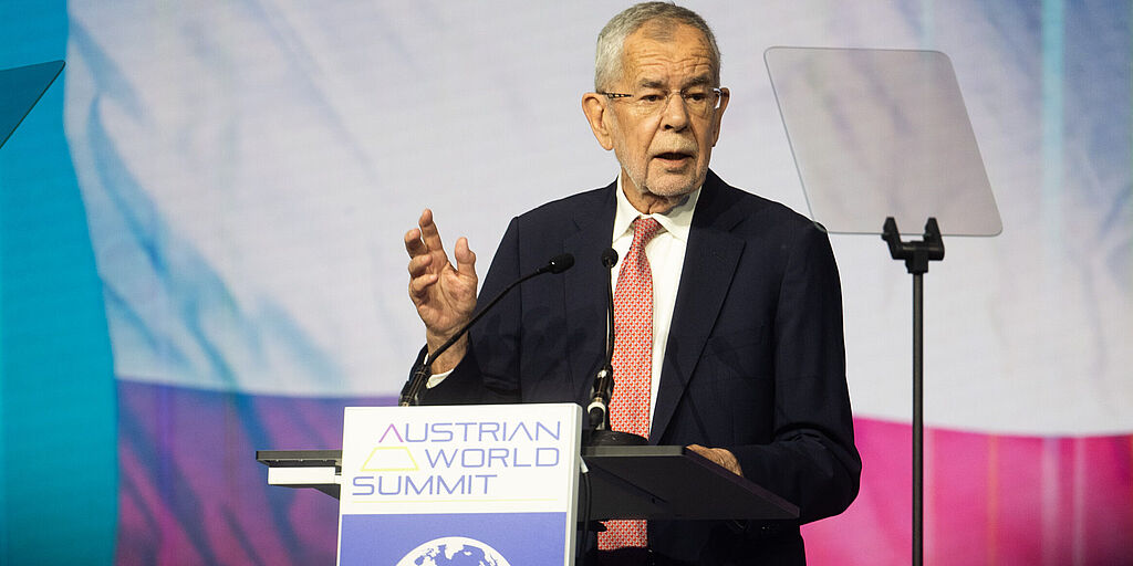  Bundespräsident bei seiner Eröffnungsrede zum Austrian World Summit 2024