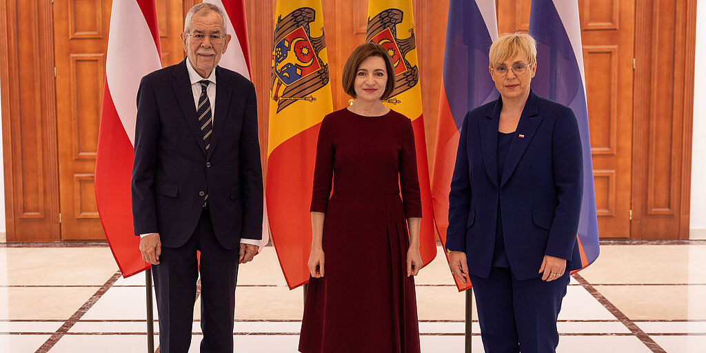 Bundespräsident trifft gemeinsam mit slowenischer Präsidentin Pirc Musar die molauische Präsidentin Maia Sandu