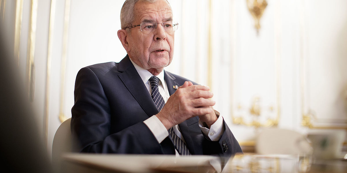 Bundespräsident Alexander Van der Bellen im Gespräch mit Thomas Götz von der Kleinen Zeitung