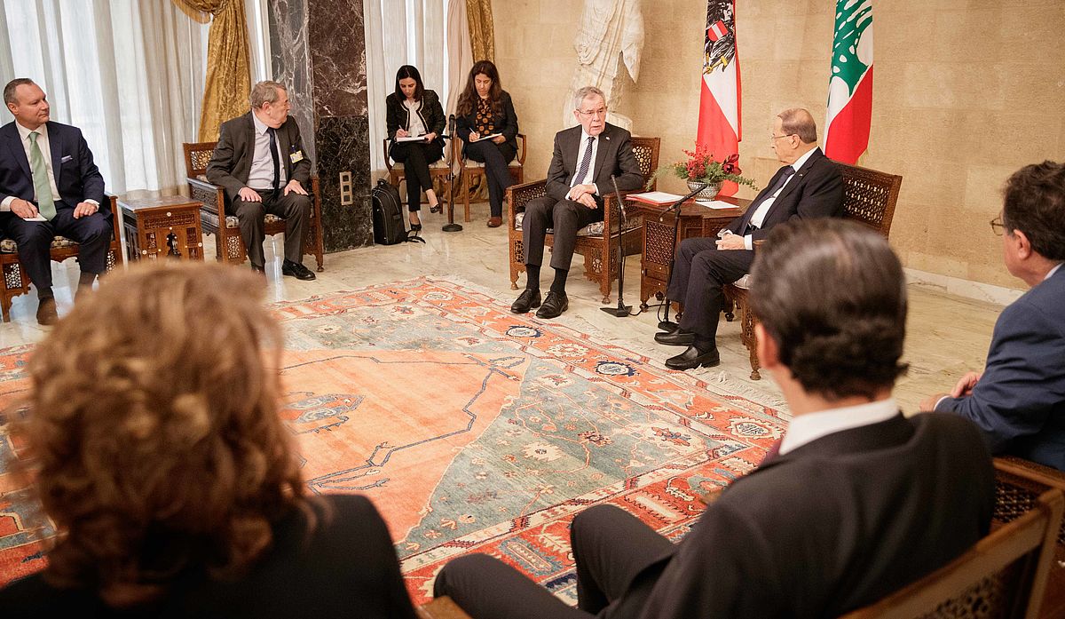 Bundespräsident Alexander Van der Bellen im Libanon - Politische Gespräche