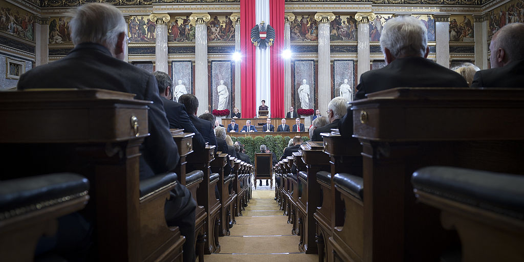 Angelobung von Bundespräsident Alexander Van der Bellen im Parlament
