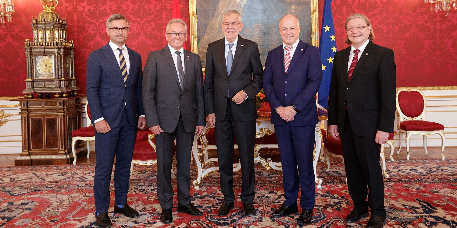 Karl Bader, Magnus Brunner, Hubert Koller und Ingo Appé zum Gespräch bei Bundespräsident Alexander Van der Bellen
