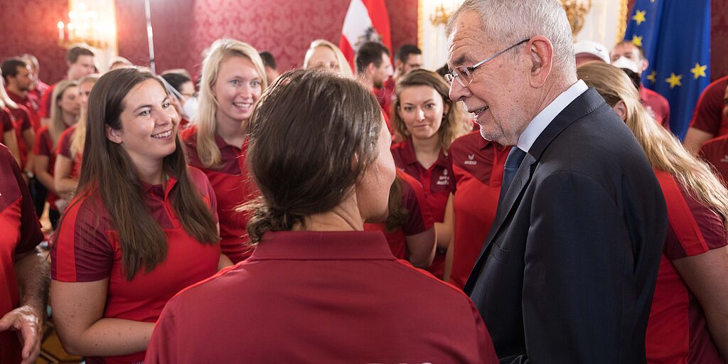 Verabschiedung des österreichischen Teams an den World Games 2022 in Birmingham durch Bundespräsident Alexander Van der Bellen.