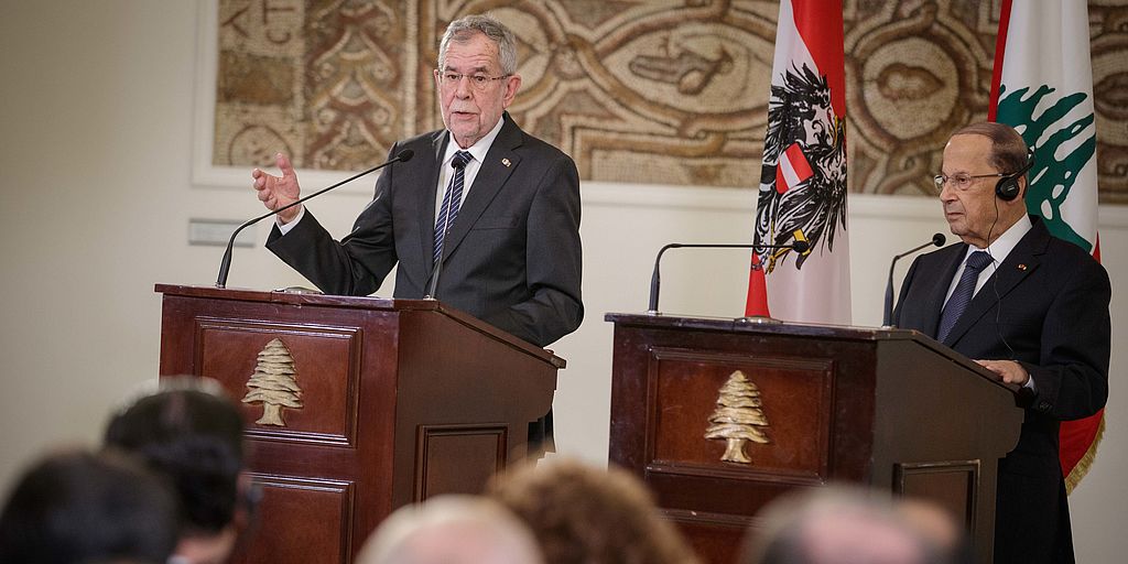 Pressegespräch der beiden Staatsoberhäupter in Beirut