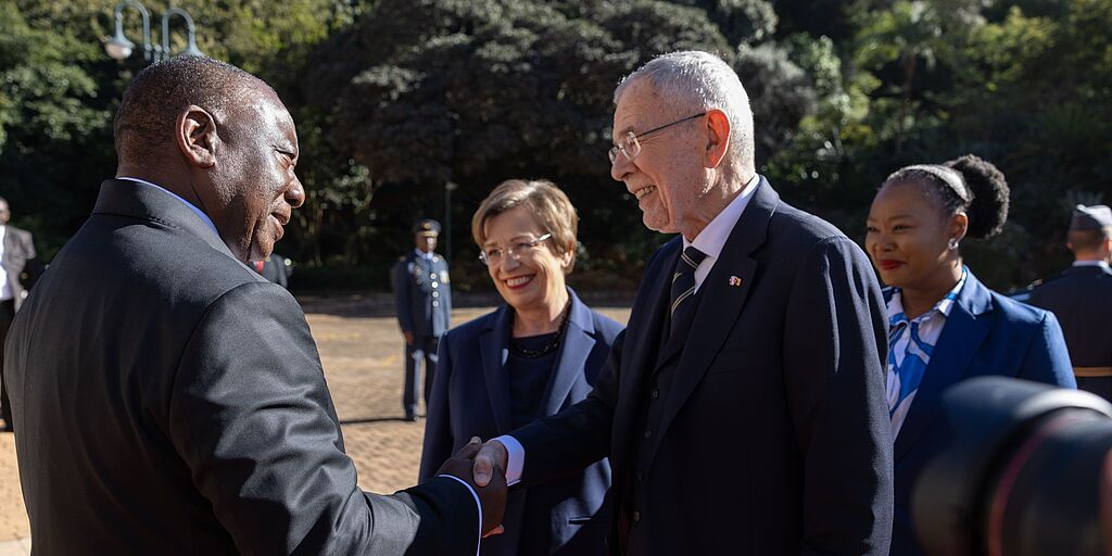 Bundespräsident Alexander Van der Bellen trifft seinen Amtskollegen Cyril Ramaphosa in Pretoria.