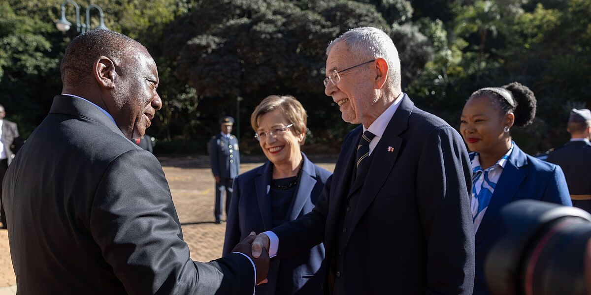 Bundespräsident Alexander Van der Bellen trifft seinen Amtskollegen Cyril Ramaphosa in Pretoria.