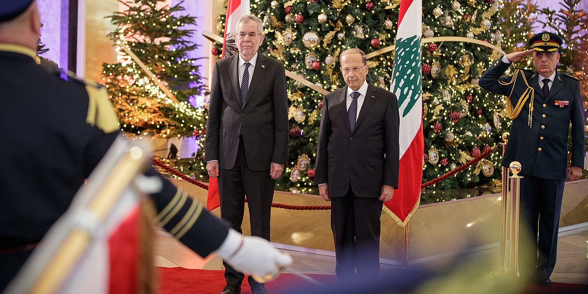 Begrüßung mit militärischen Ehren durch Präsident Michel Aoun in Beirut