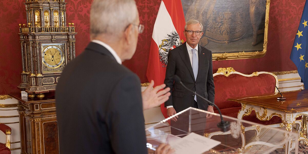 Angelobung von Landeshauptmann Wilfried Haslauer durch Bundespräsident Alexander Van der Bellen