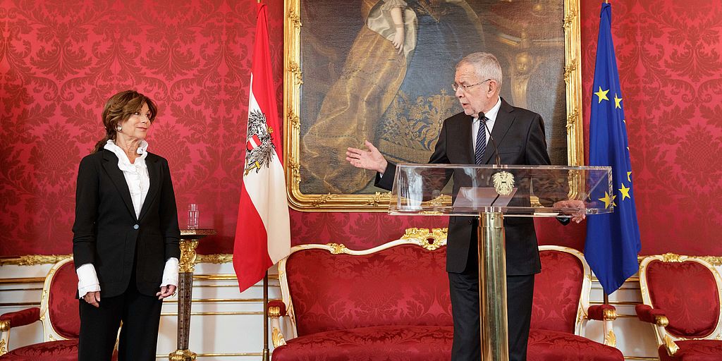 Bundeskanzlerin Brigitte Bierlein und Bundespräsident Alexander Van der Bellen 