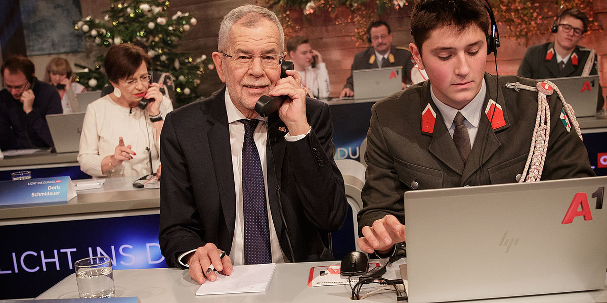 ORF-Aktion Licht ins Dunkel-Spendentelefon am 24. Dezember 2019.