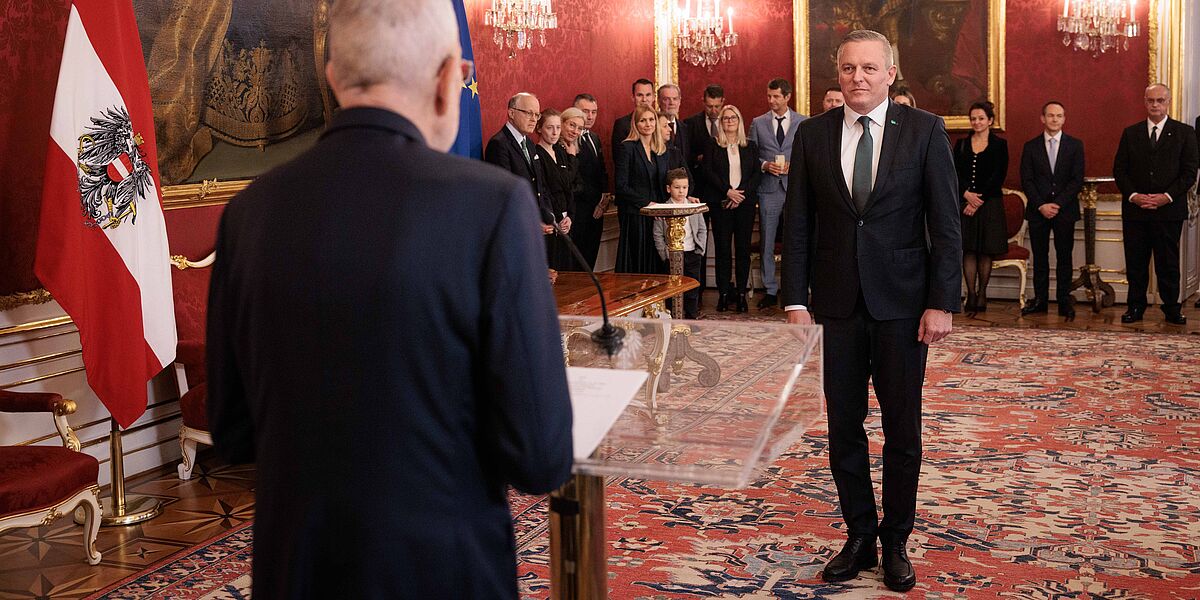 Angelobung von Mario Kunasek zum Landeshauptmann der Steiermark durch Bundespräsident Alexander Van der Bellen