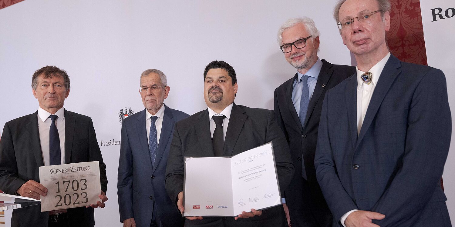 Verleihung des Kurt-Vorhofer-Preises an die Redaktion der Wiener Zeitung