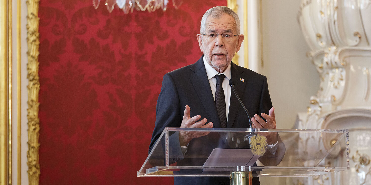 Bundespräsident Alexander Van der Bellen bei seiner Rede