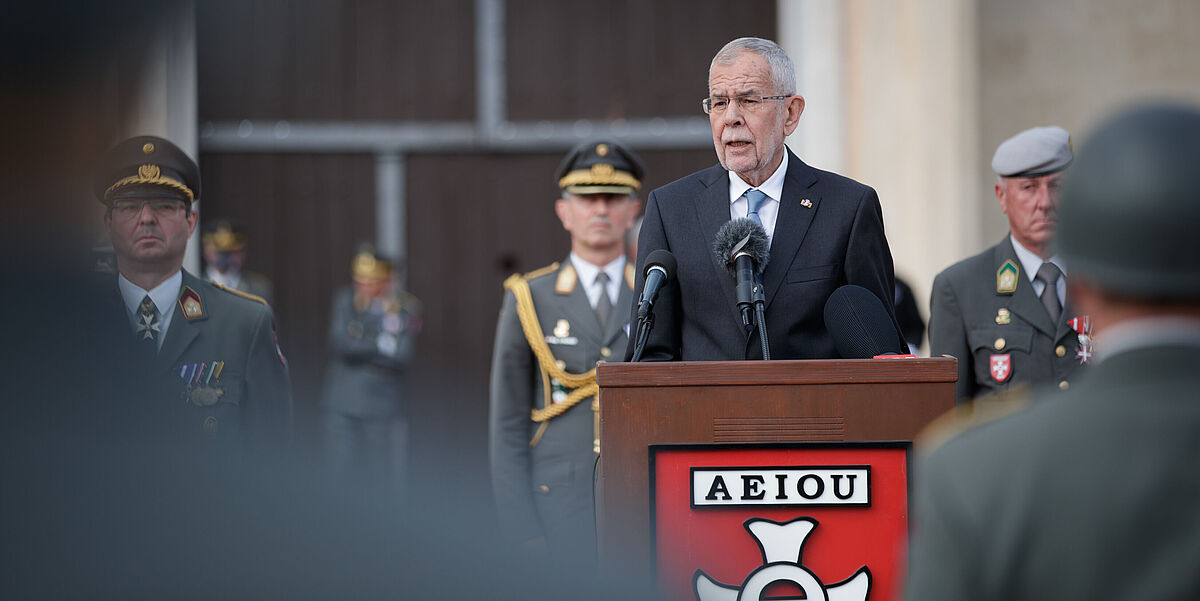 Teilnahme von Bundespräsident Alexander Van der Bellen beim Festakt "Tag der Leutnante" in Wiener Neustadt