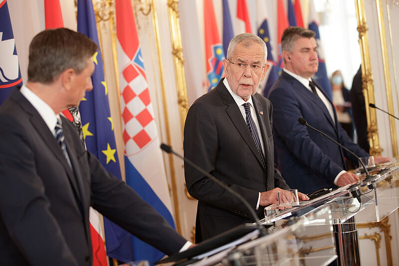 Trilaterales Präsidententreffen Österreich-Slowenien-Kroatien in Wien, 8. Juli 2020
