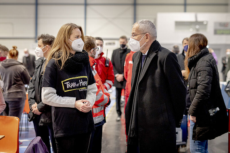Besuch im Ankunftszentrum Engerthstraße 16. März 2022