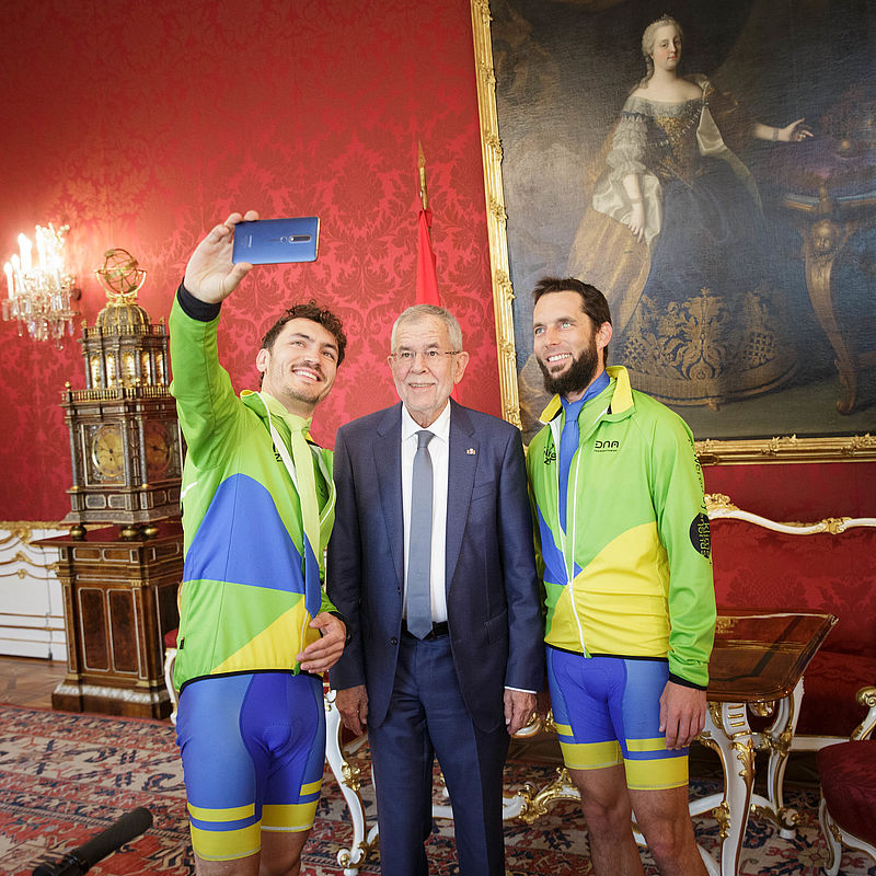 Besuch von Simon Klambauer und Herwig Kolar anl. des Abschlusses der „Giro to Zero“-Radtour 17. September 2019