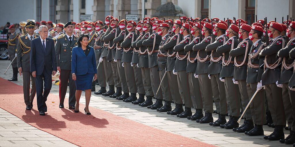 Empfang der Staatspräsidentin von Georgien Salome Zourabichvili zum offiziellen Besuch in Österreich